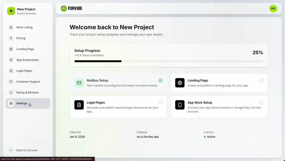 Connect Google Play Console in Forvibe